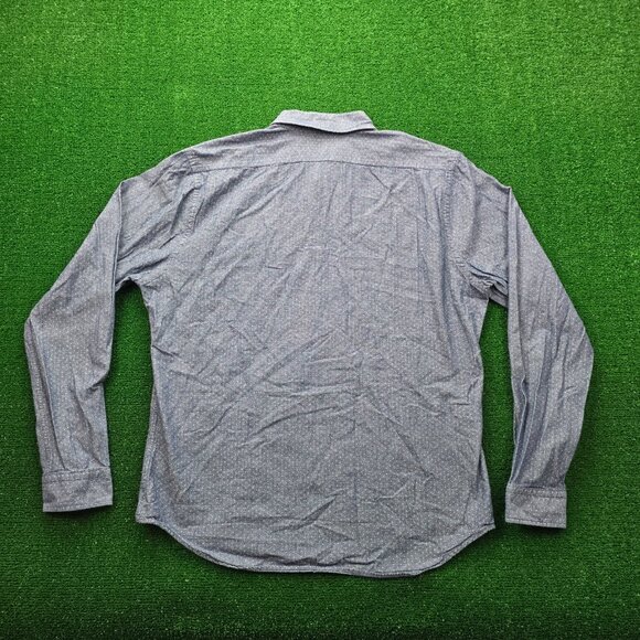 Express Shirt Mens XL Blue‎ Polka Dots Soft Wash Button Down Long Sleeve Preppy - Picture 8 of 8
